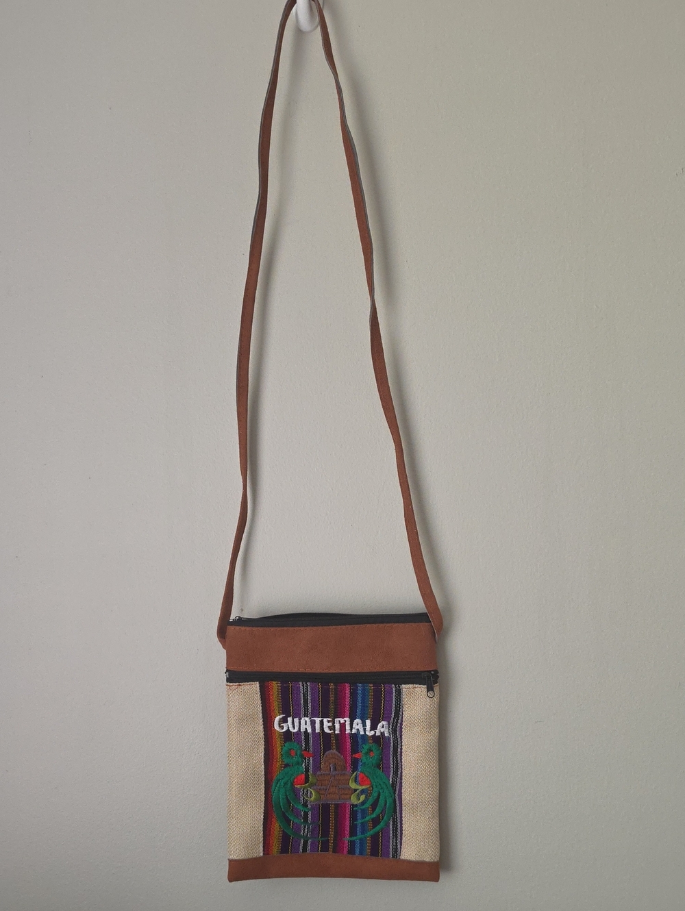 Guatemala Embroidered Crossbody Bag in Brown and Multicolor
